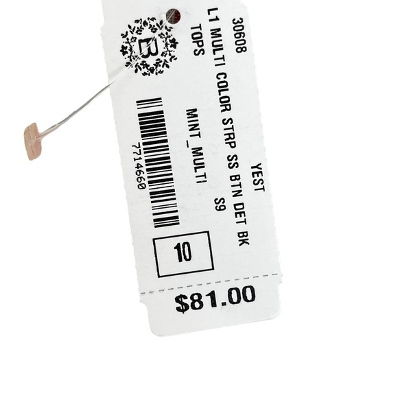 YEST Multi Stripe Short Sleeve Linen Blouse NWT - Picture 6 of 9